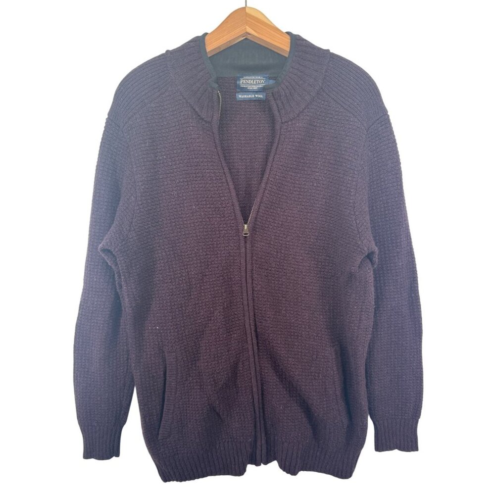 Pendleton Men Cardigan S Maroon Full-Zip Washable Wool Full Zip Classic Academia